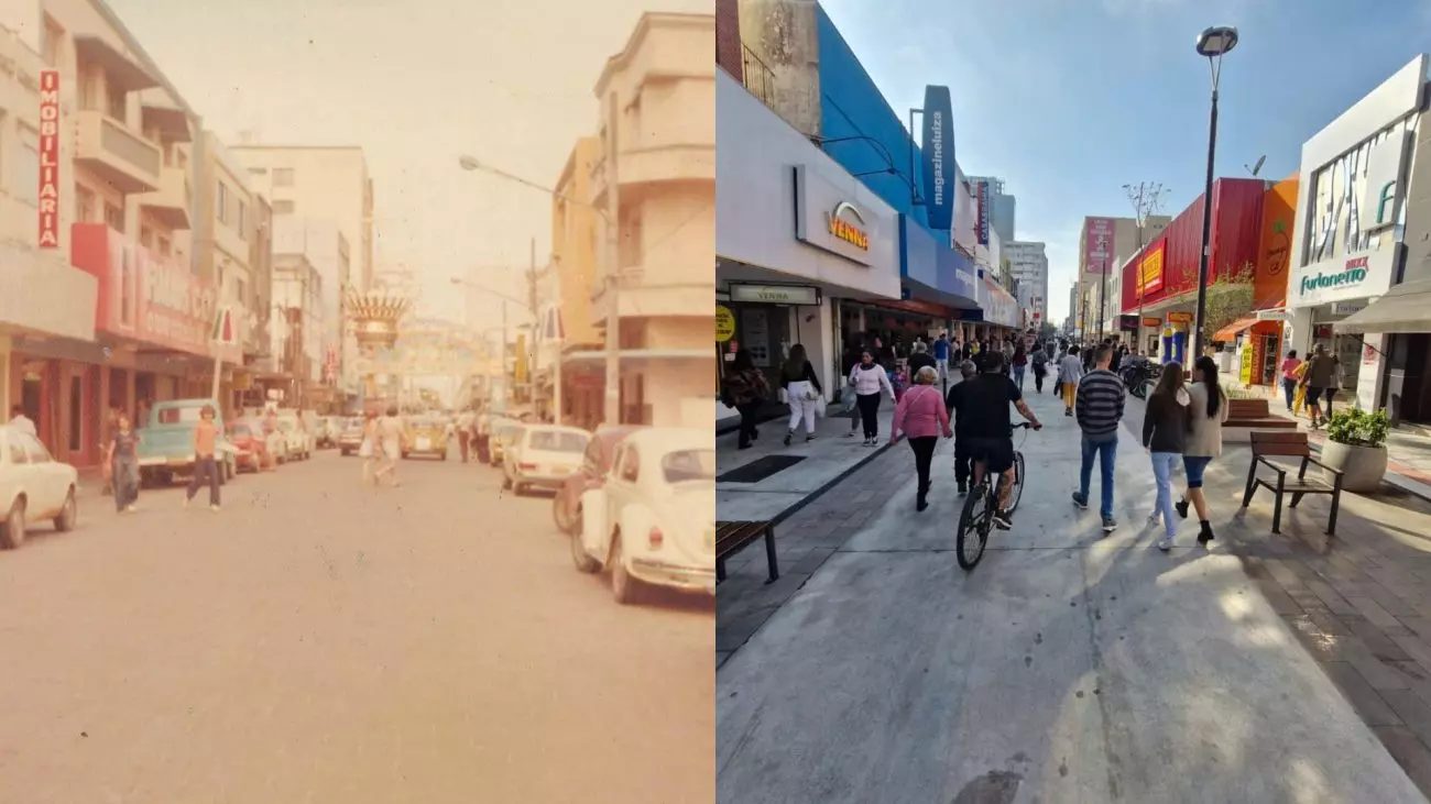 Rua Hercílio Luz em 1979, antes e depois